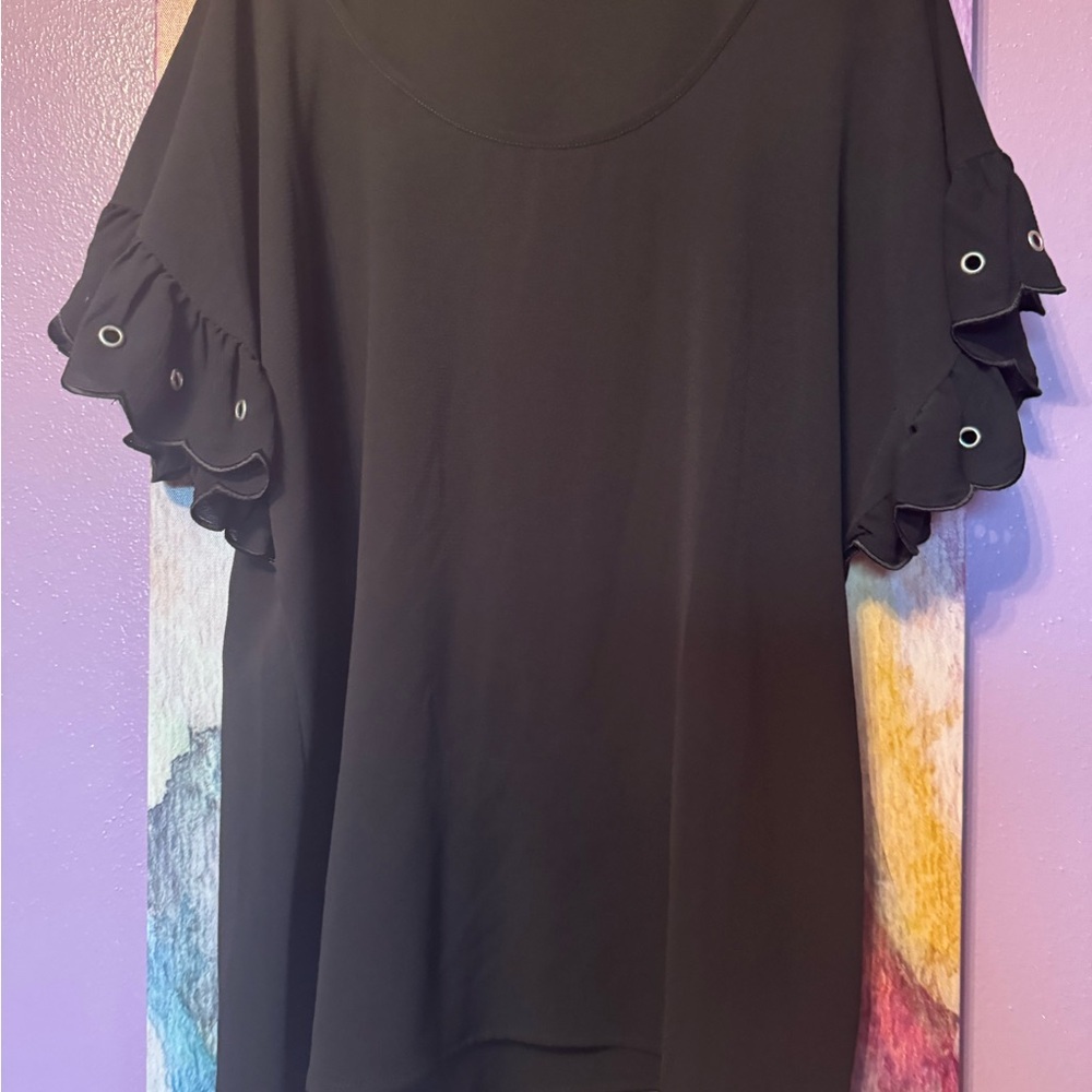 MICHAEL Michael Kors Black Ruffle Sleeve Blouse